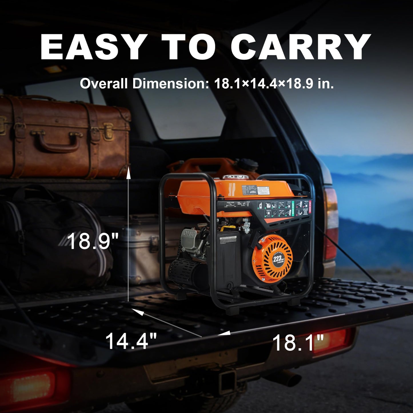 GENMAX 4000W Portable Open Frame Inverter Generator, 223cc Engine, with 30A RV Outlet, Clean Power (<5% THD) for Camping, Home & Jobsite Backup, Eco-Mode, Low Oil Shutdown, USB-C & USB-A Ports