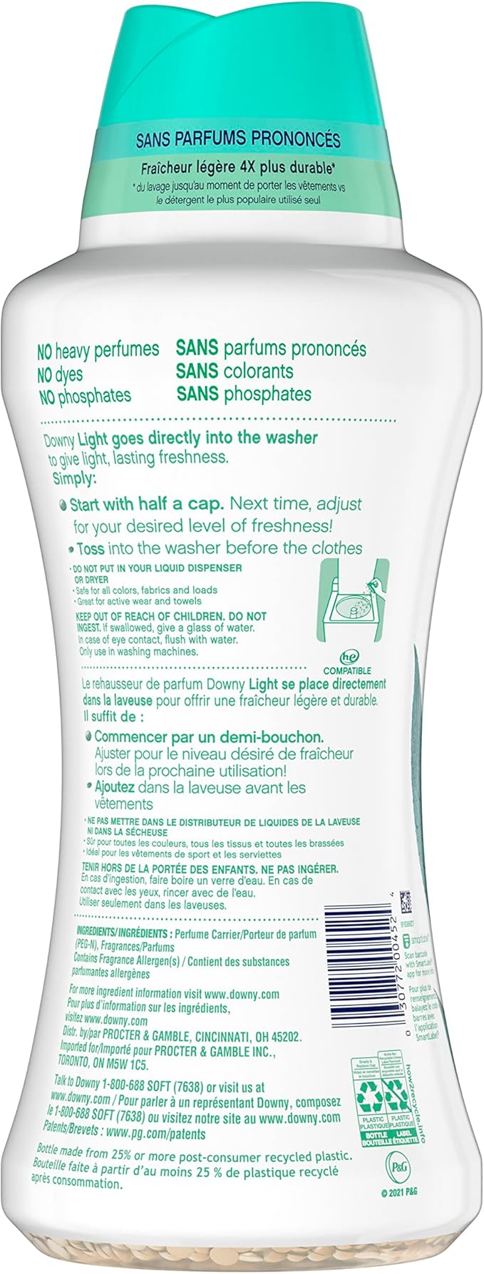 Downy Light Laundry Scent Booster Beads for Washer, Woodland Rain, 26.5 oz, with No Heavy Perfumes