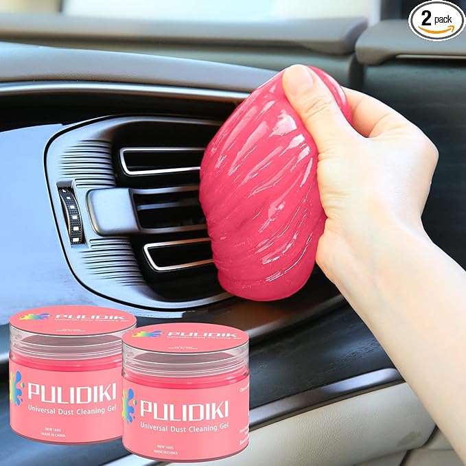 PULIDIKI Car Cleaning Gel Detailing Putty Auto Detail Tools Car Interior Cleaner Slime Supplies Car Accessories Christmas Stocking Stuffers Gifts for Women Teens White Elephant Gifts Adult Pink 2Pack