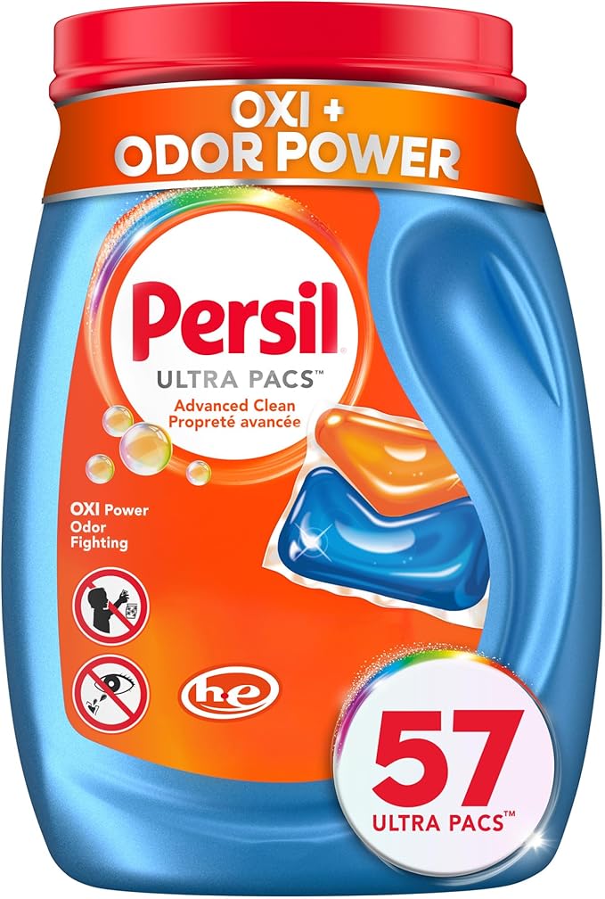 Persil Ultra Pacs Advanced Clean Oxi+Odor Power Laundry Detergent, 57 count
