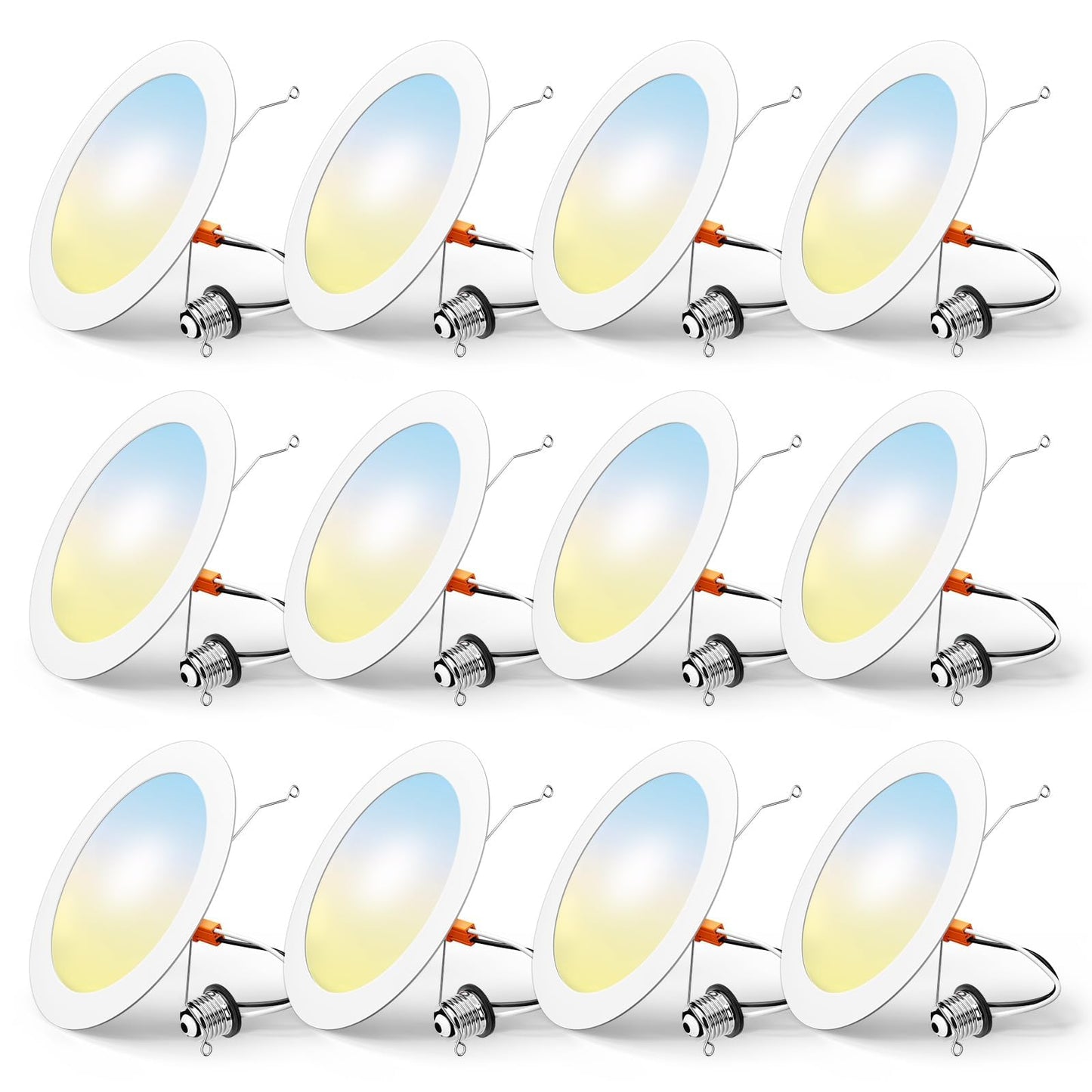 FREELICHT 12 Pack Retrofit LED Recessed Lighting 6 Inch, Selectable 2700K/3000K/4000K/5000K/6000K, Dimmable Flat LED Can Lights, 10W=110W, 1000LM, IC & Damp Rated, ETL & FCC, White