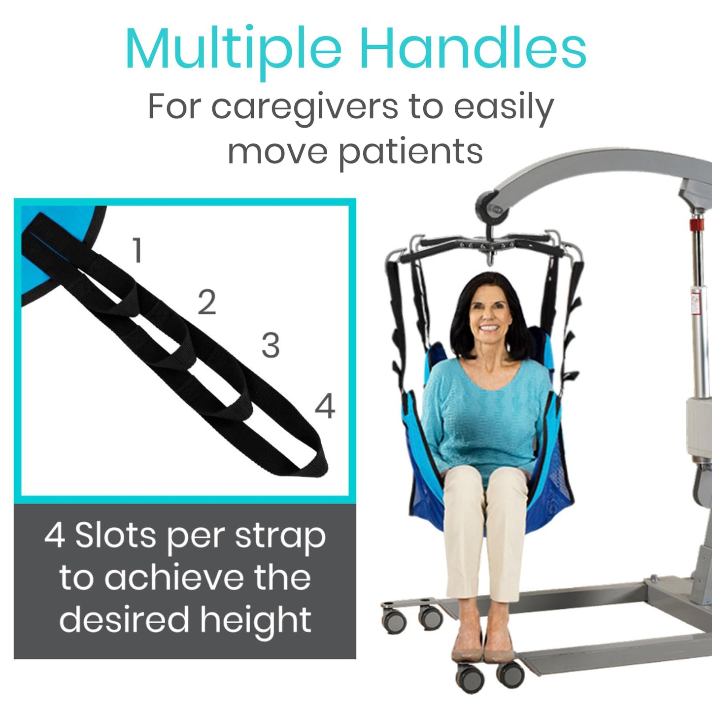 Vive Patient Lift Sling - Full Body Mesh Sling for Showering & Home Use - Transfer Sling for Elderly & Disabled - Patient Transfer Blanket & Lift Pad Assist Device for Bed Positioning & Lifting