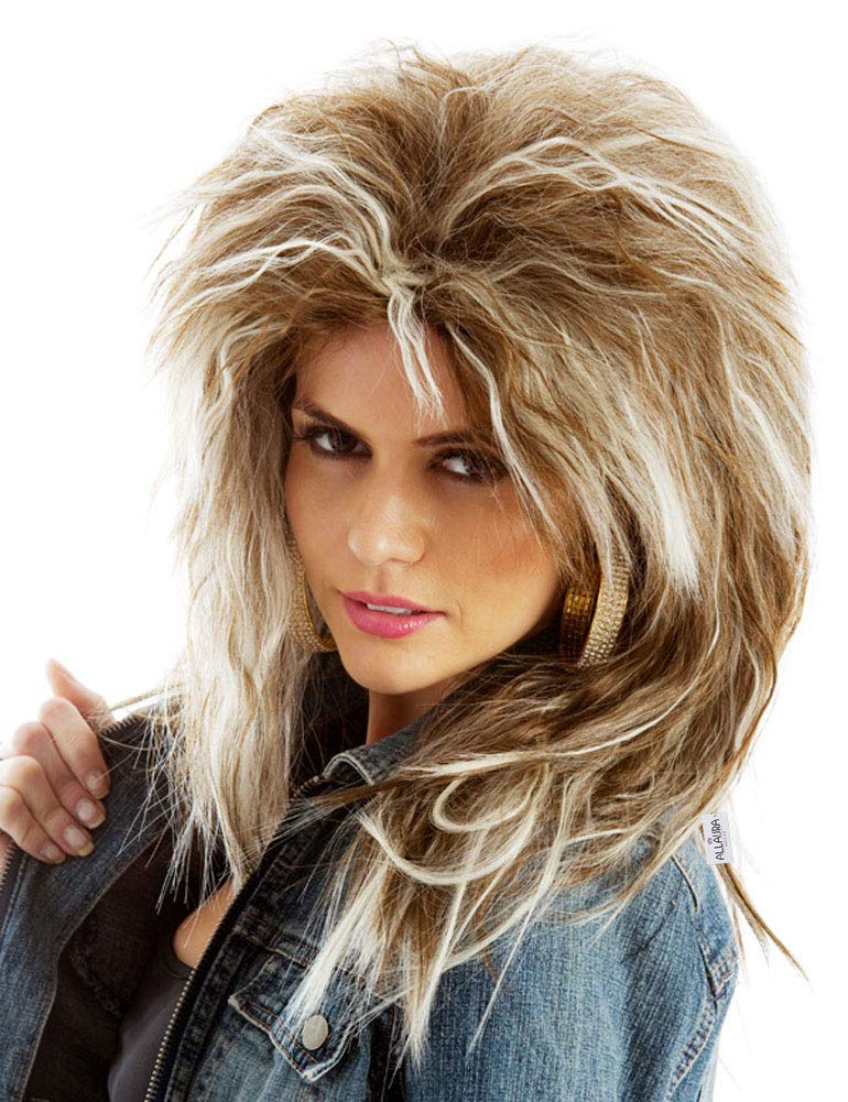 ALLAURA Compatible with Tina Turner Wig - 80s Rock Diva Wig for Women - Spiky Heavy Metal Hairstyle for Tina Costume, Retro Conc