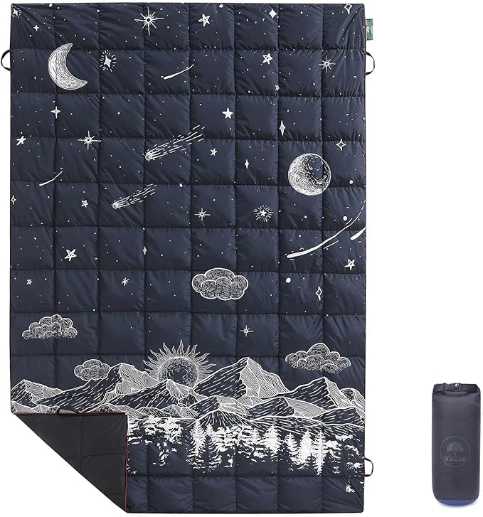 Olivialand Down Camping Blanket, Ultralight Compact Packable Throw with Snaps for Outdoor Indoor, Travel Stadium Concert P...