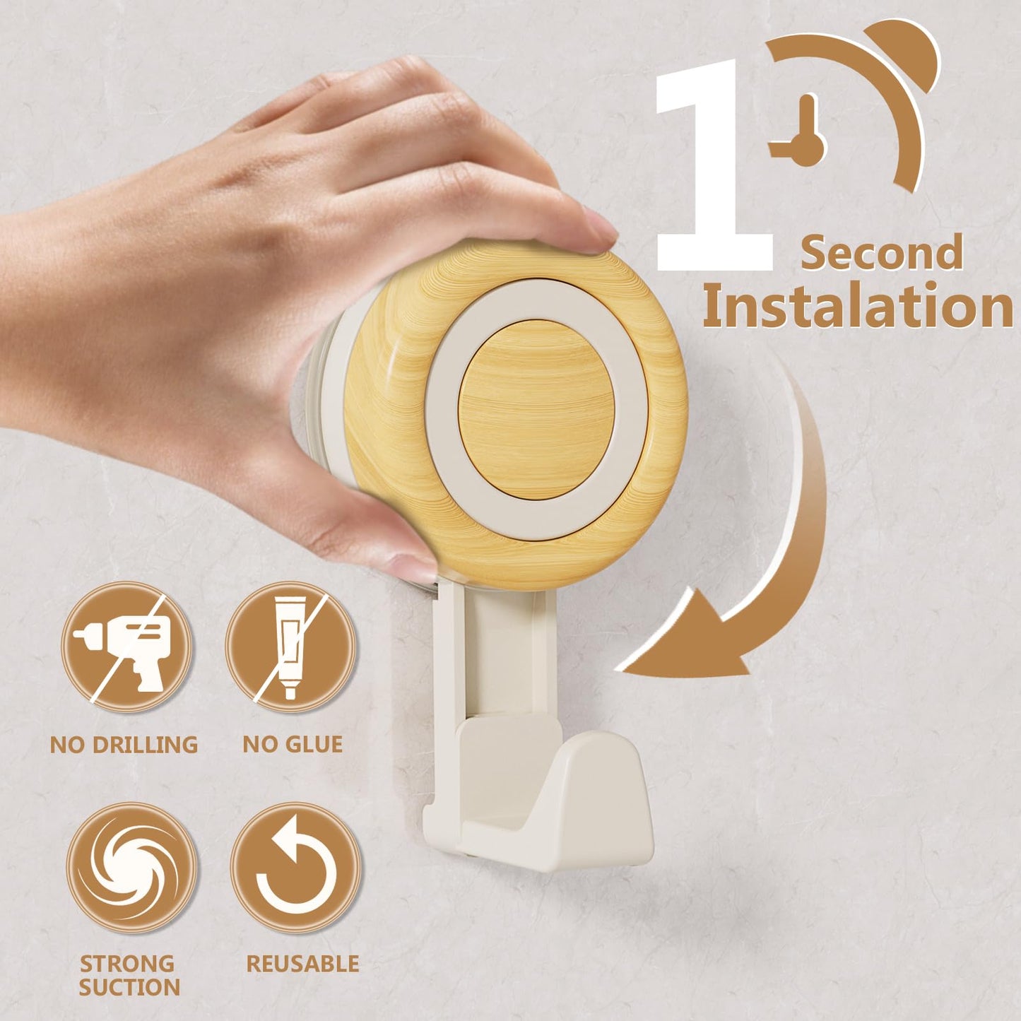 Cinola Suction Cup Hooks 4 Packs, Suction Shower Hooks Wall Waterproof, No Drill Towel Hooks for Bathrooms, Kitchen, Glass, Door