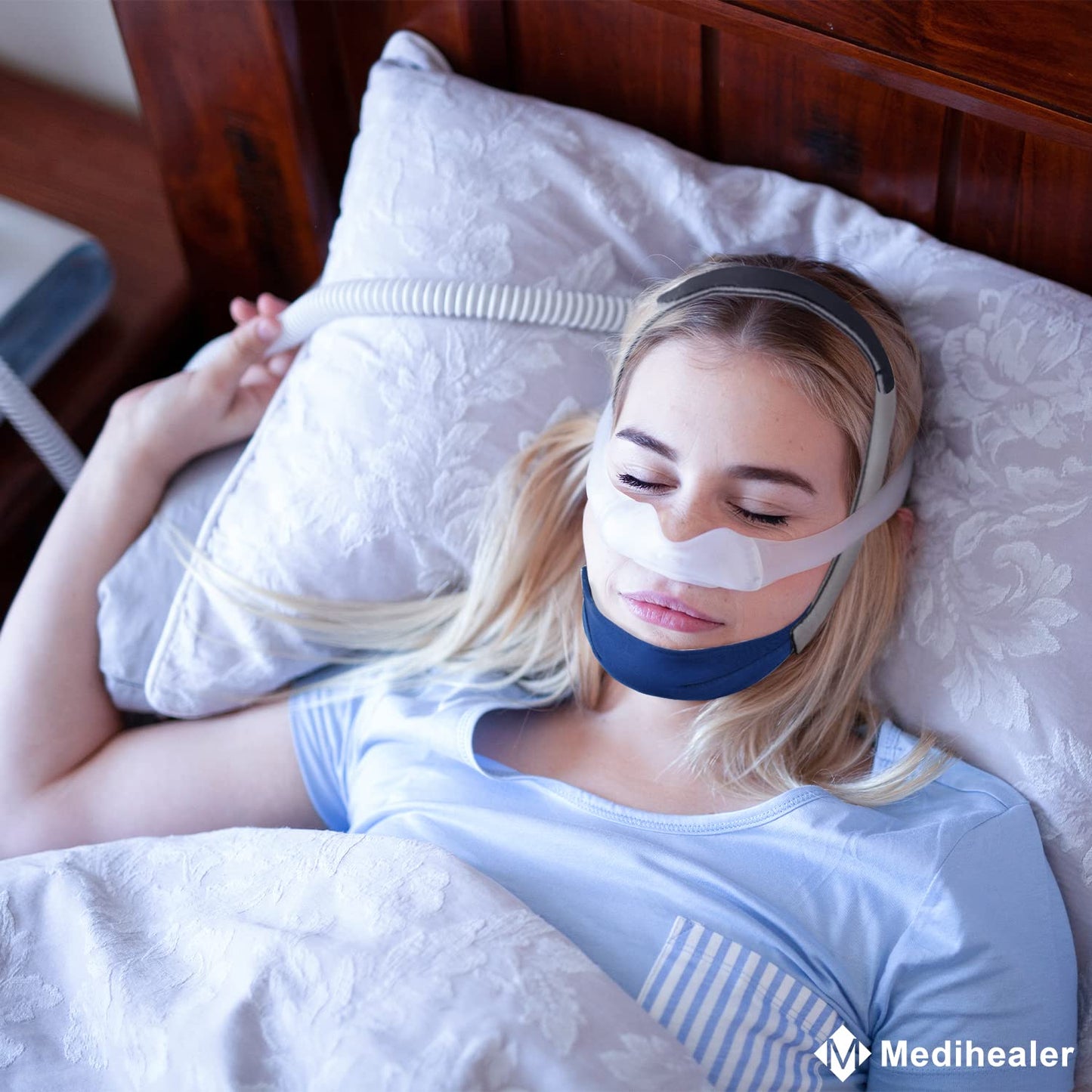 2 Packs Chin Straps for Users and Mouth Breathers - Anti Snoring Chin Strap for Men and Women,Chin Straps to Reduce Air Loss, Instant Mouth-Snoring Relief, Great Value Supplies by Medihealer.