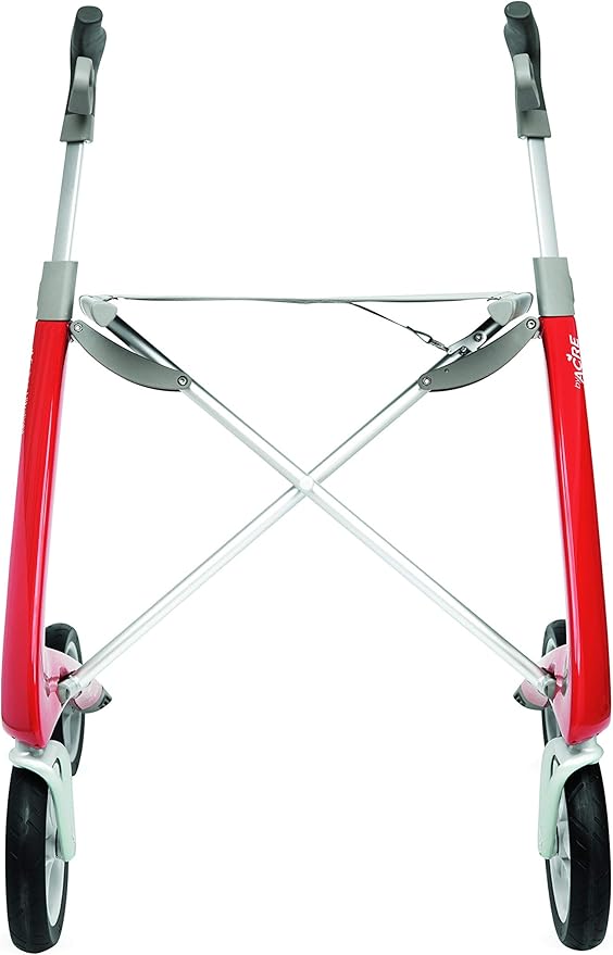 ByACRE Carbon Ultralight Rollator Walker With Organizer Bag, Wide Track, 18.5" x 24" Seat (W x H), Red