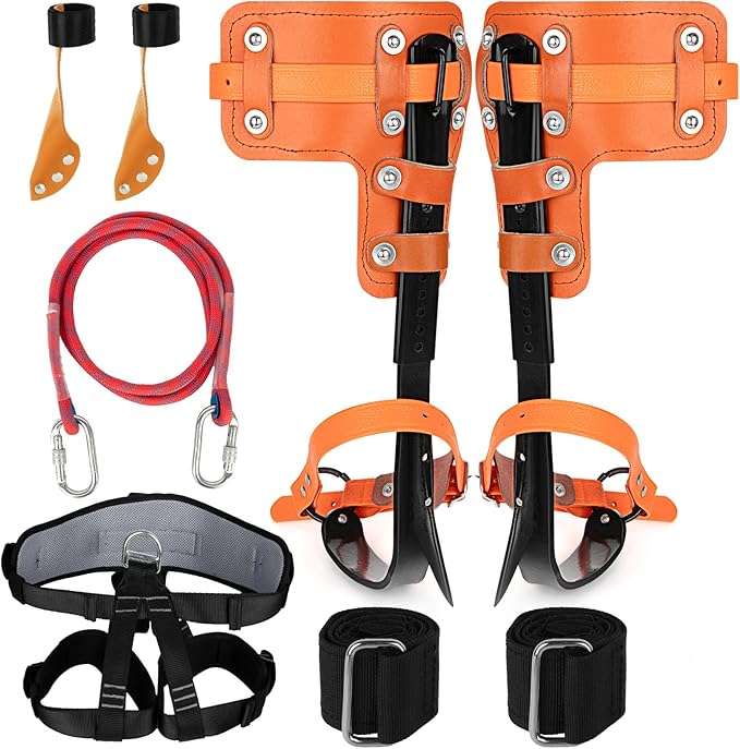 Xeoca Tree Climbing Spikes Set Tree Climbing Gear 1 Pair Alloy Steel Climbing Spurs 350lbs Load Capacity Arborist Equipmen...