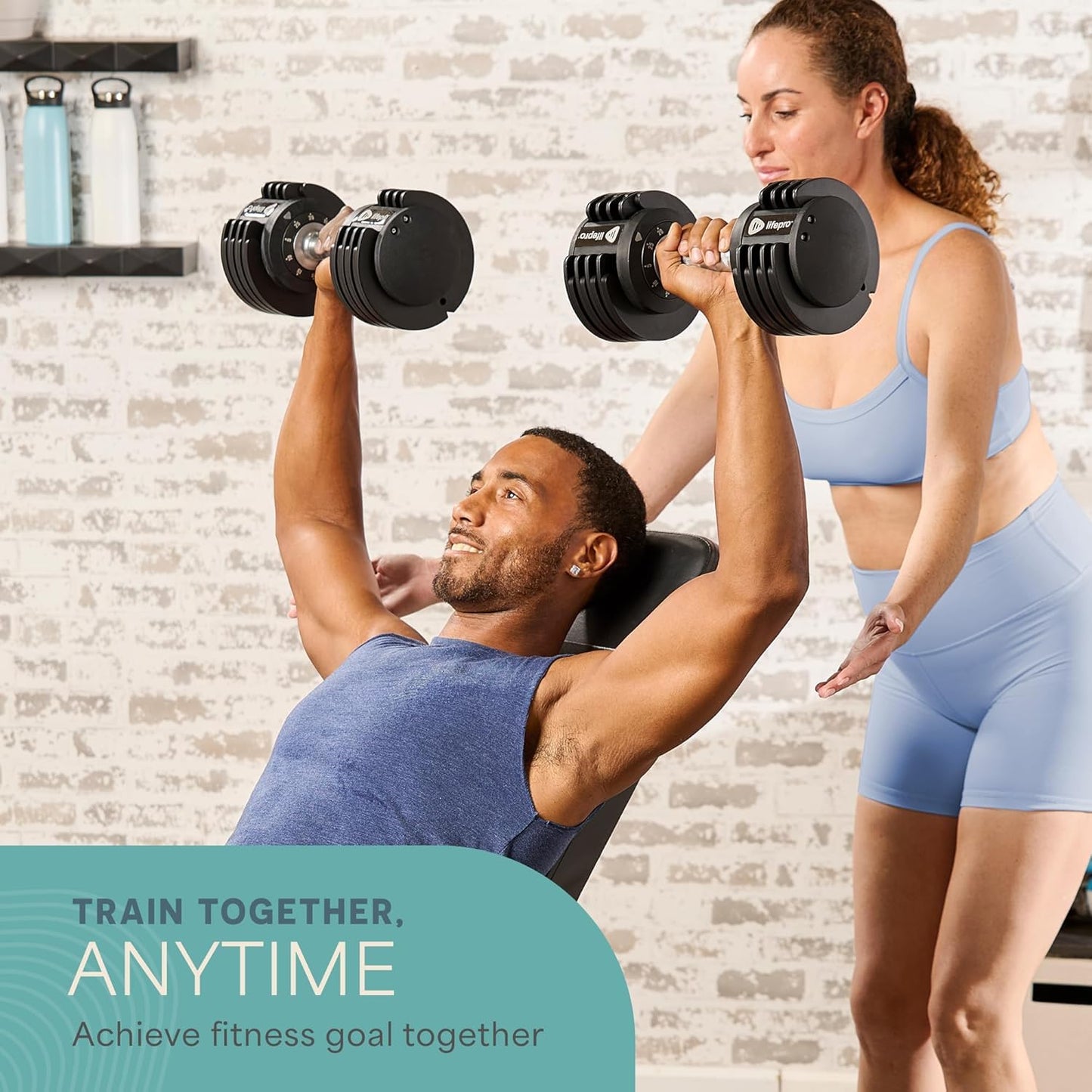 Lifepro Powerup Plus Adjustable Dumbbell Set — 5-25 lb with Twist-Select & Non-Slip Handle — Space-Saving Weights for Home Gym Strength Training