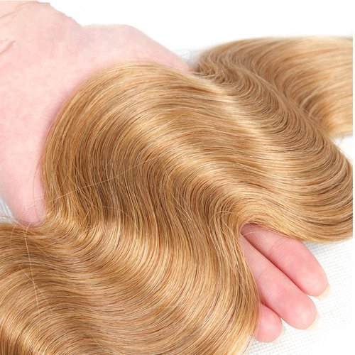 FuivJuix #27 Blonde Bundles Body Wave Bundles Human Hair 28 28 28 Inch Brazilian Virgin Hair Honey Blonde Body Wave Bundles Human Hair Extensions 3 Bundle 50 Gram Per Bundle