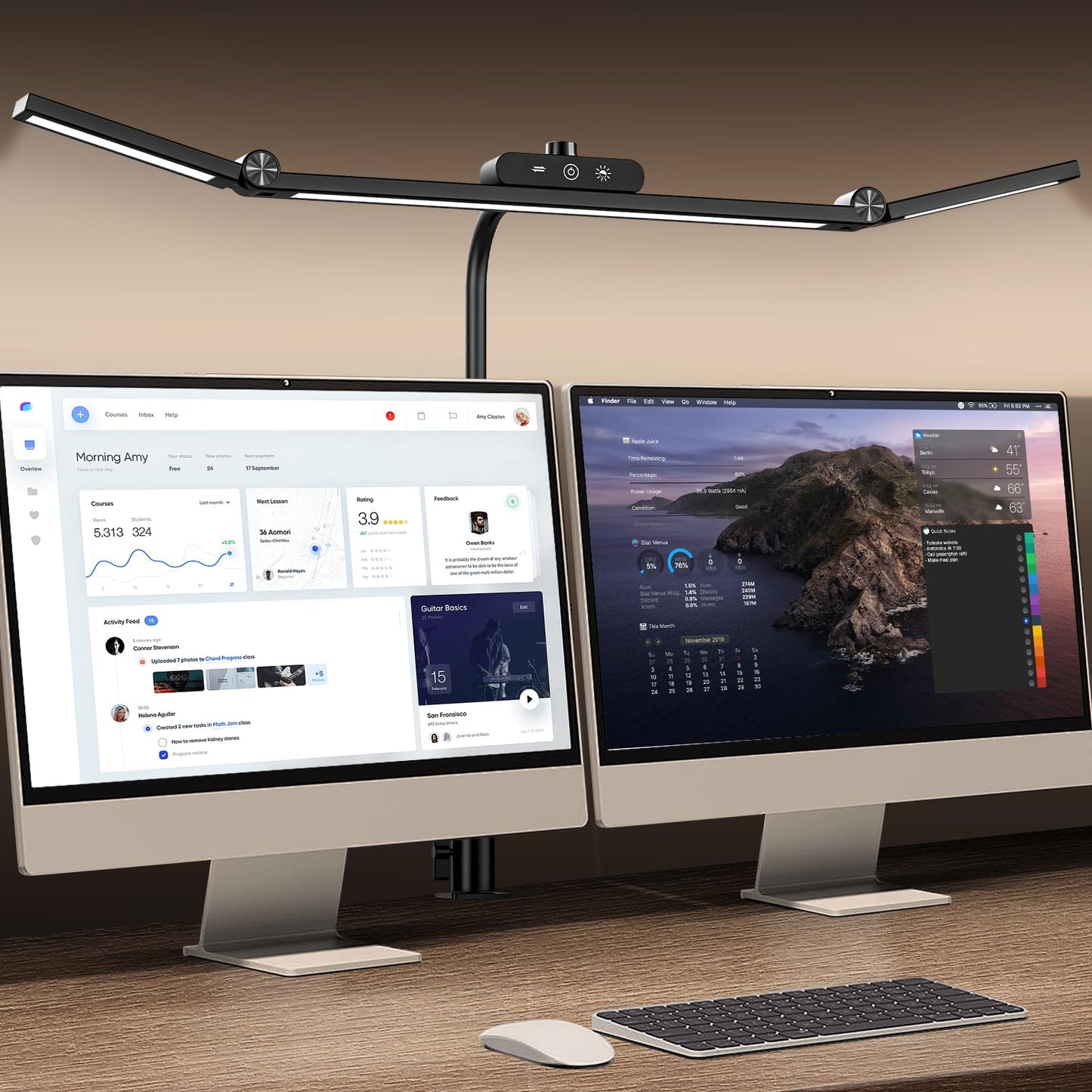 SUMOT LED Desk Lamp with Clamp, 24W Architect Light, Auto-Dimming, Stepless Brightness Control, Atmosphere Lighting for Home Office