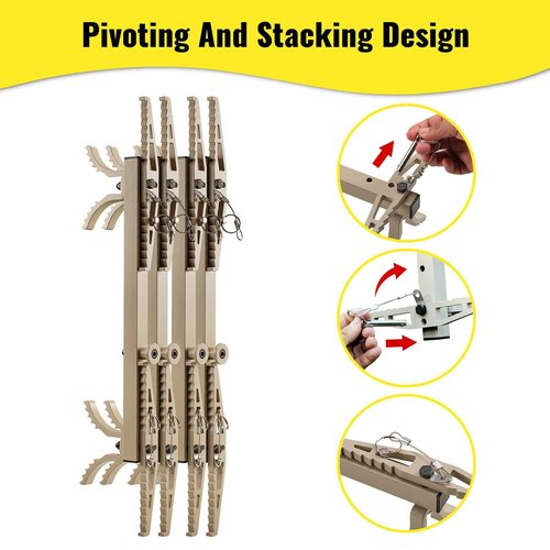 ONECHOI Climbing Sticks, 17” Lightweight Aluminium Hunting Climbing Sticks w/Silent Design, Tree Stand Sticks w/Pivoting V-Brackets & 20” Rope Aiders, Tree Steps for Deer Hunting Gear(2 Packs)