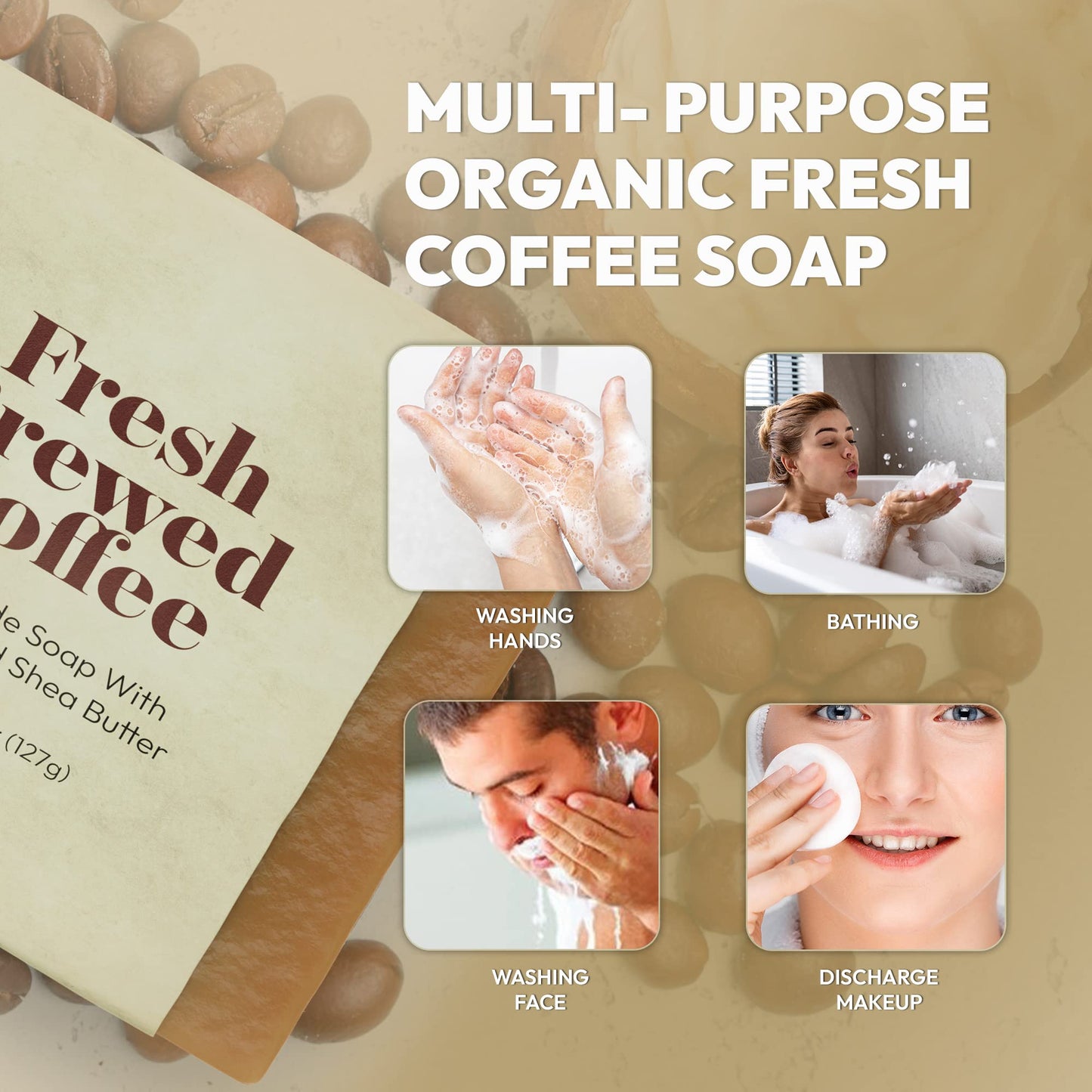 Yeahgoshopping Fresh Brewed Coffee Goat Milk Handmade Soap Bar with Olive Oil & Shea Butter For Body, Face and Hands (4 Oz One B