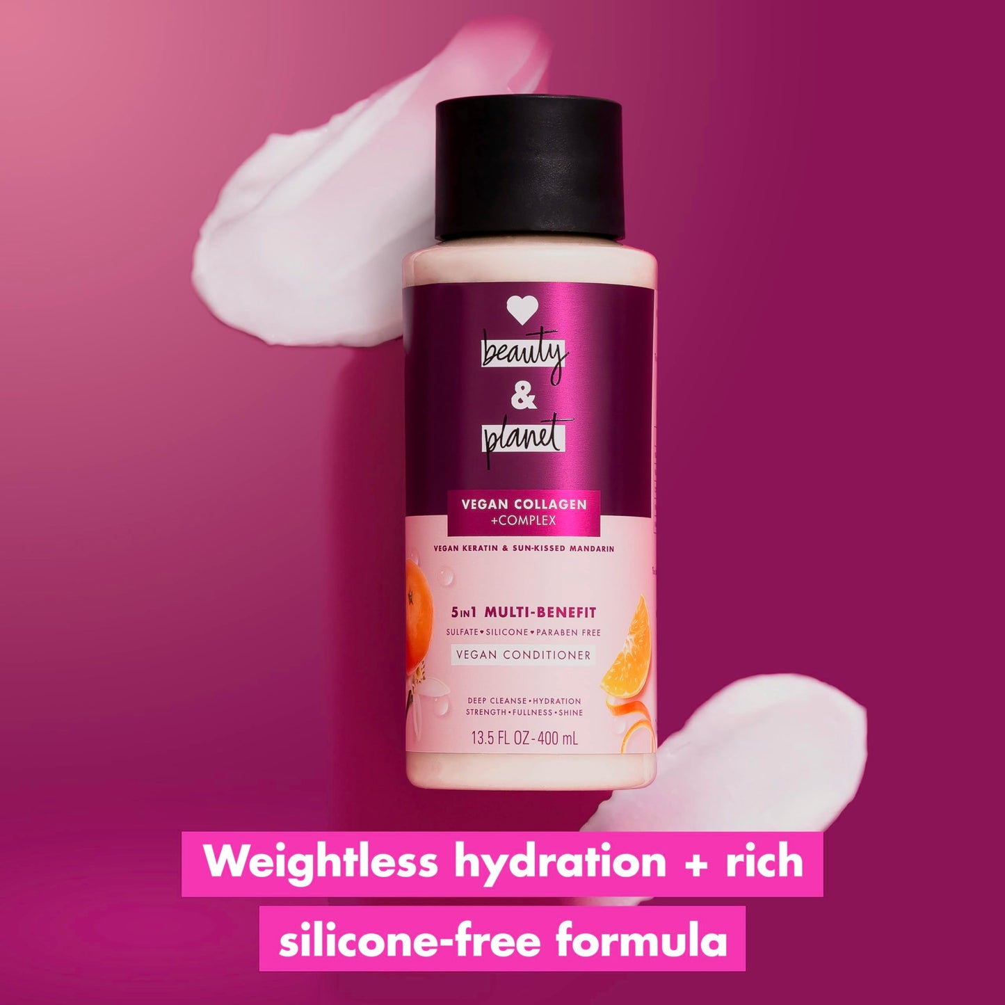 Love Beauty and Planet 5-in-1 Multi-Benefit Conditioner Vegan Keratin Collagen & Sun-Kissed Mandarin, for a Deep Cleanse, Hydrat