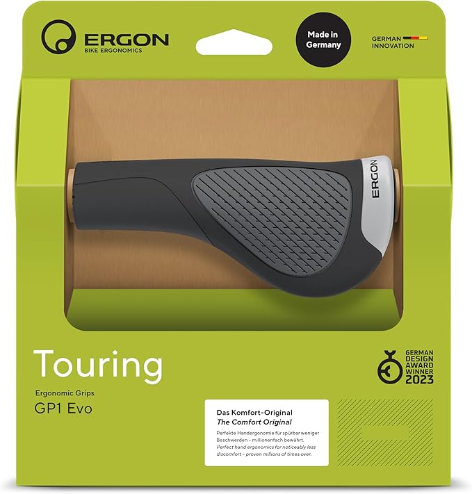 Ergon GP1 Evo Ergonomic Wing Grips | Comfort Grip for Touring, E-Bikes & Commuting | Made in Germany with Dual Rubber Duro...