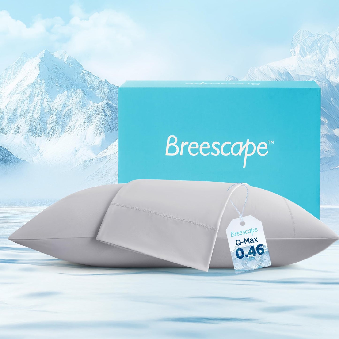 Breescape Cooling Pillow Cases Standard/Queen Size - BlendTek™ Dry & Cool Technology for Hot Sleepers and Night Sweats, Soft & Smooth Pillowcases for Hair & Skin Care, Set of 2, 20" x 30", Misty Gray