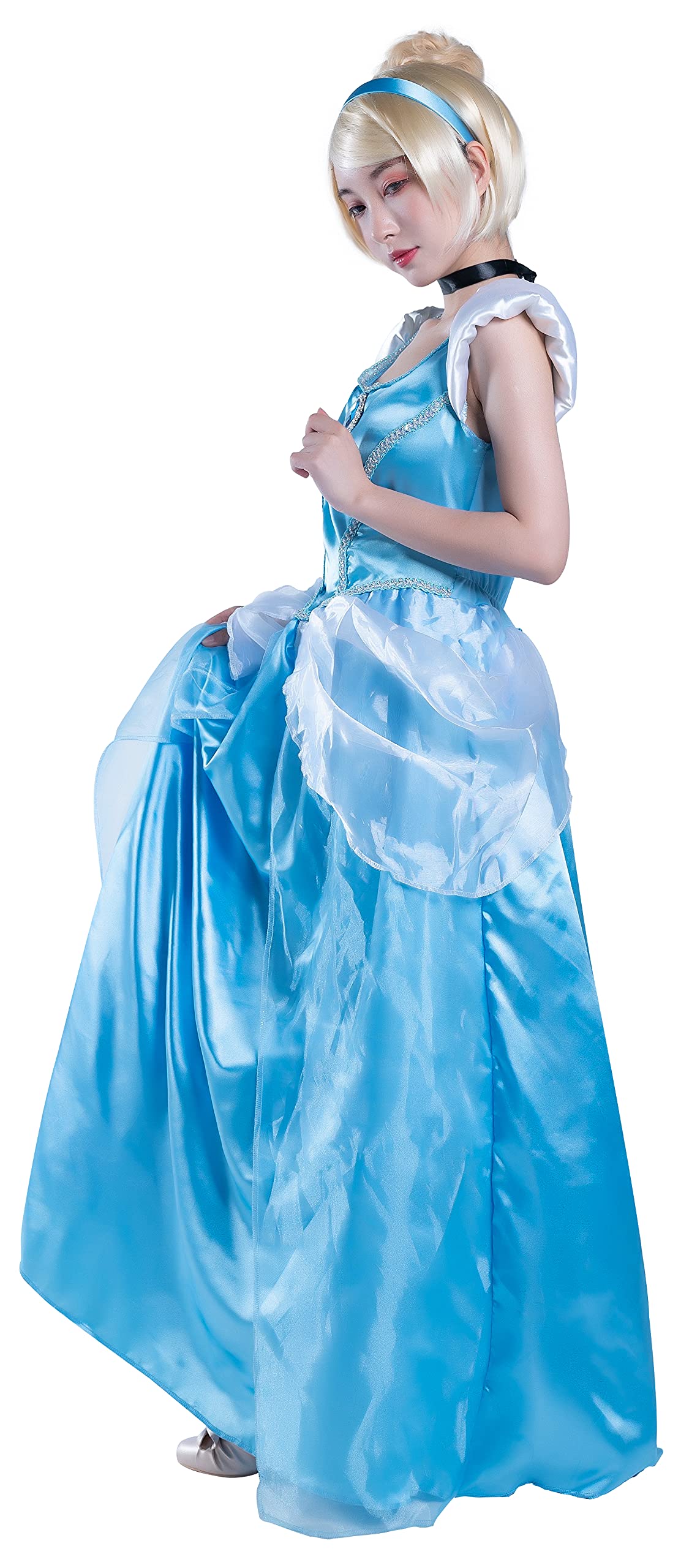Disguise womens Cinderella Costume, Official Disney Princess Cinderella Deluxe Dress Adult Sized Costumes, Blue, Medium 8-10 US