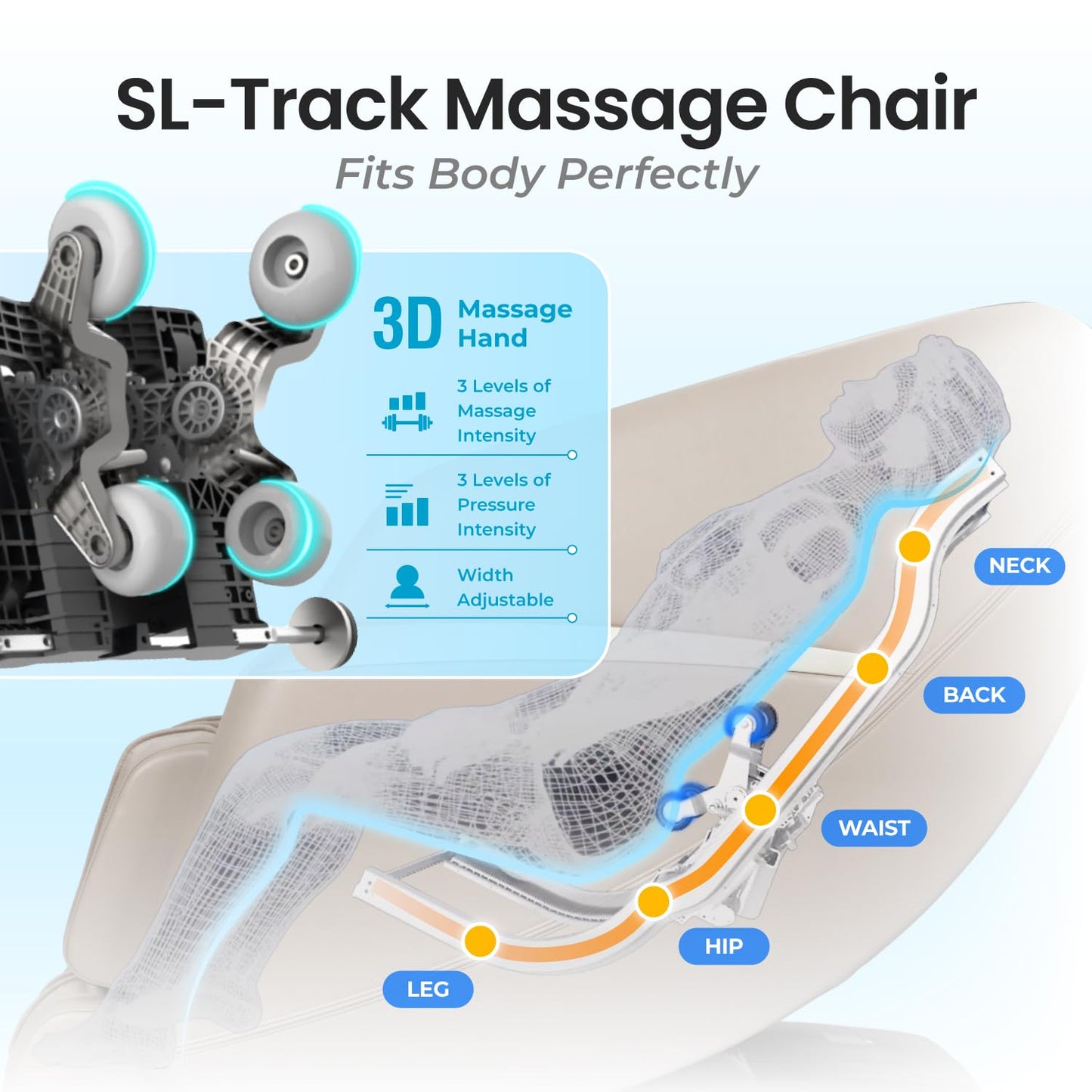 AmaMedic 3D Astoria | Full Body Massage Chair l Intelligent Voice Control | Touchscreen Controller | Heating Therapy l Zero Gravity Reclining (Taupe)