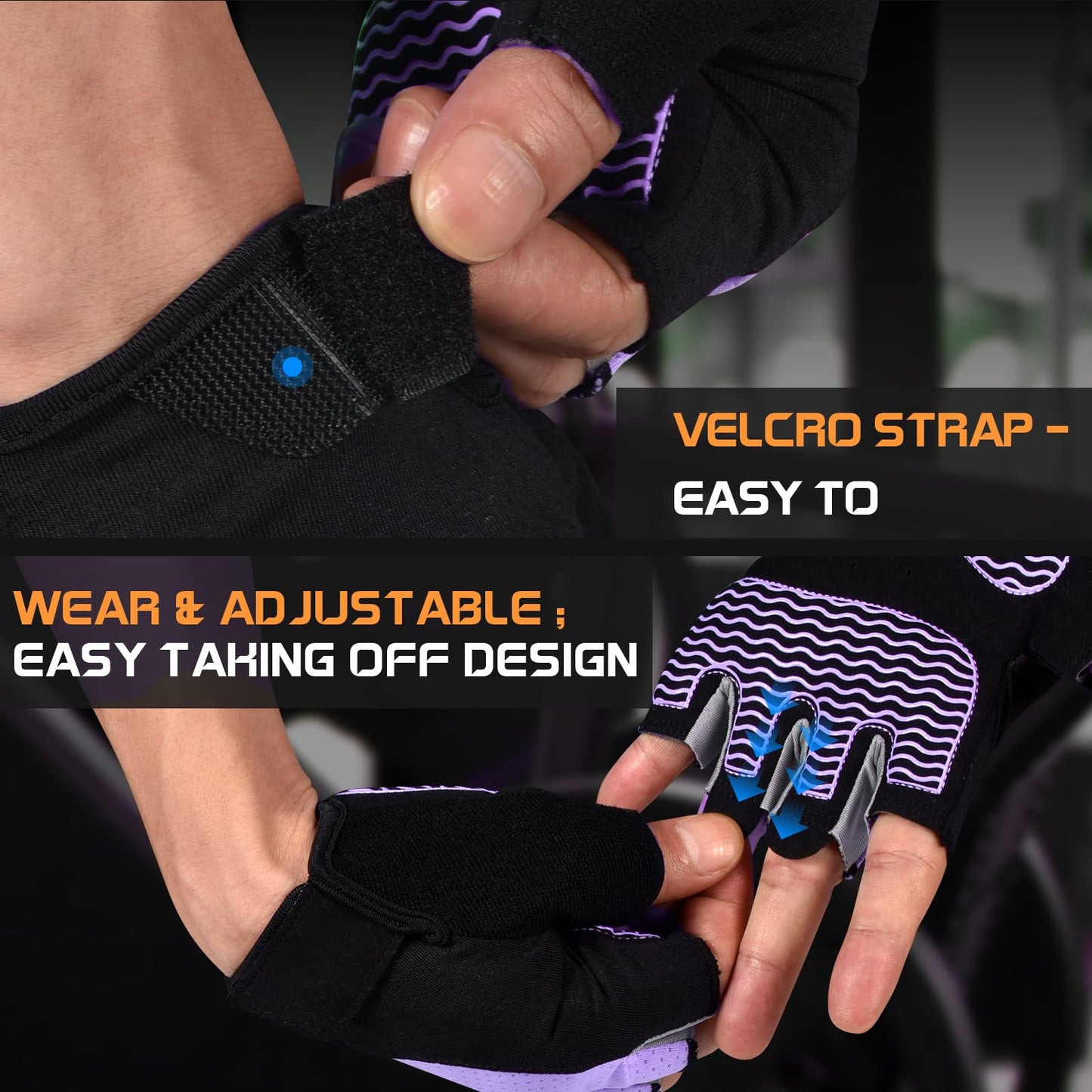 SUNNEX Gym Gloves for Women Workout Fingerless Weightlifting Lightweight Breathable Fitness Gloves Sports Training Lifting Weight Cycling Climbing Rowing Purple X-Large