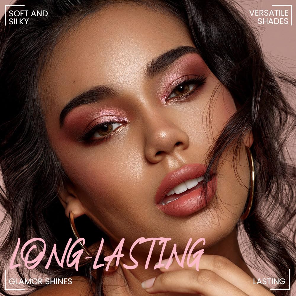 WanTuoluo 6-Color Pink Champange Brown Matte & Shimmer Eyeshadow Palette with Mirror - Highly Pigmented, Long-Lasting Eye Makeup