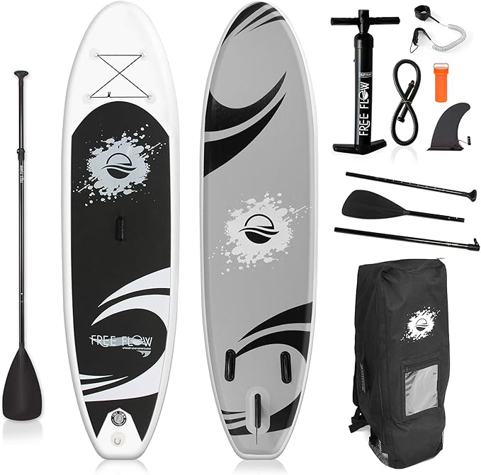 SereneLife Inflatable Stand Up Paddle Board with Premium SUP Accessories – Wide Stable Design with Non-Slip EVA Deck Pad f...