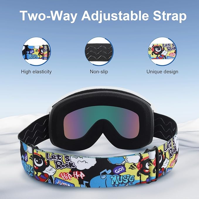 OTG Kids Ski Goggles Kids Snowboard Goggles for Boys Girls Toddler Youth Kid Snow Goggles Anti-Fog UV400 Protection