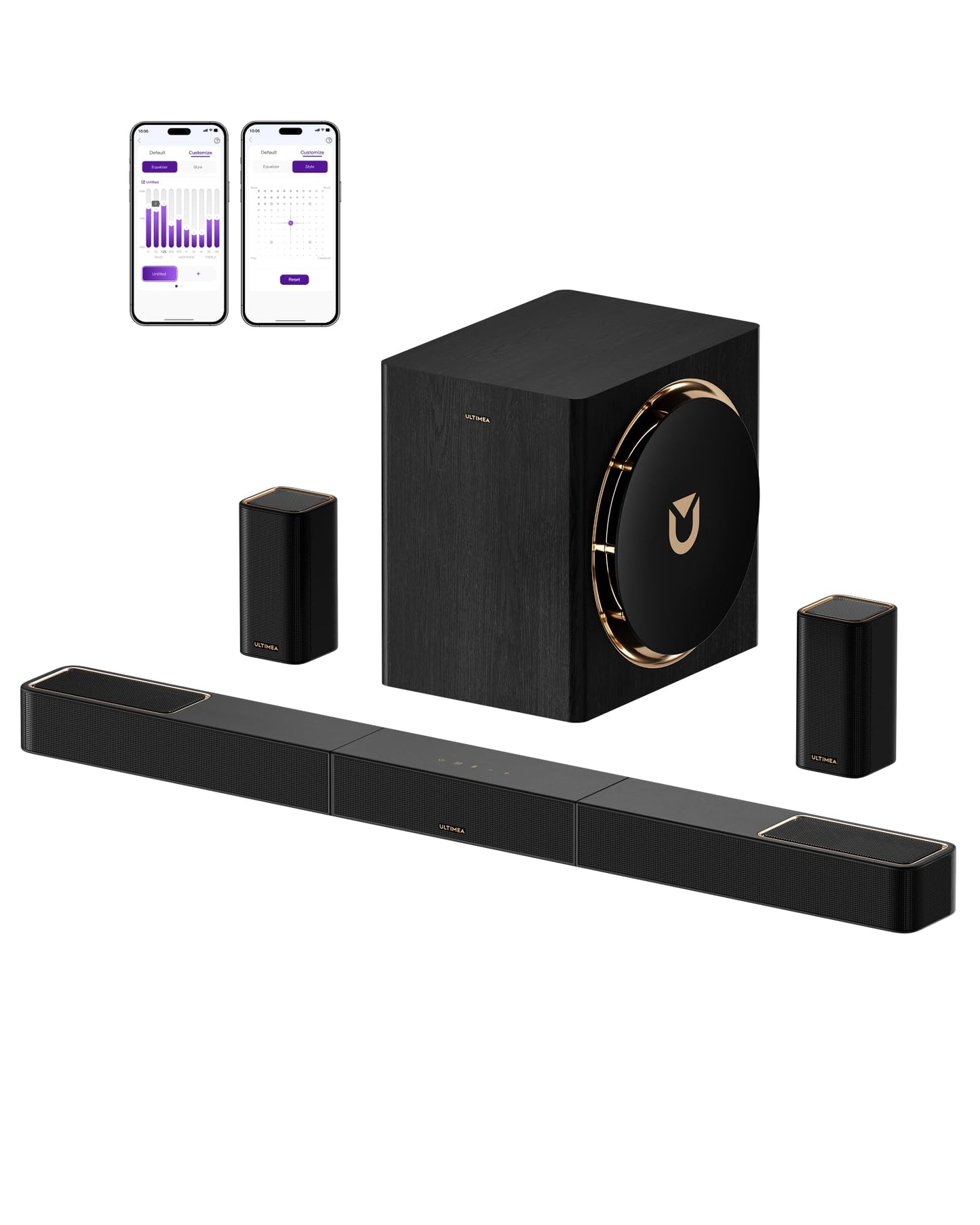 ULTIMEA Skywave X60 7.1.4ch Professional Wireless Surround Sound System for TV w/Dolby Atmos, 840W Sound Bar with 8" Wireless Subwoofer, 28Hz Low Frequency, GaN Amplifier, 4K HDR Pass-Through