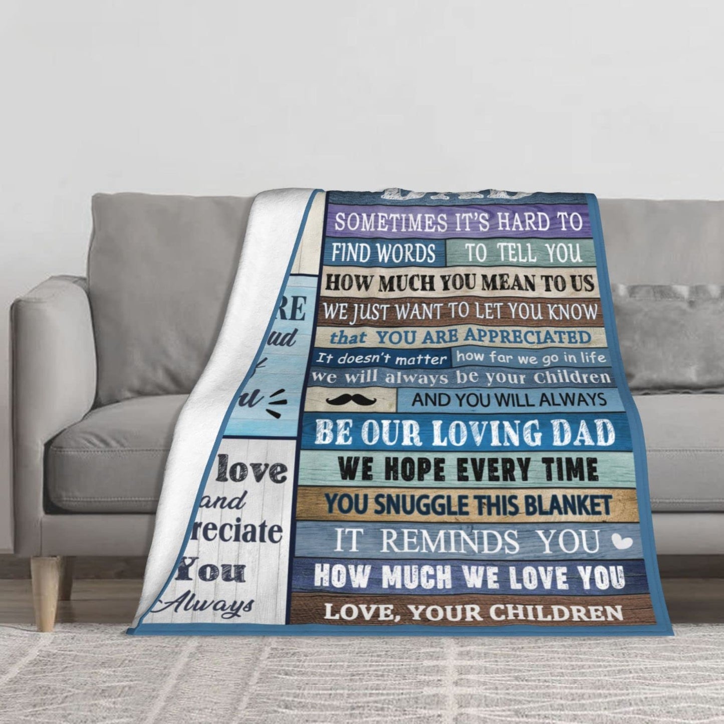 JOPJOLIW Dad Gifts for Dad Blanket, Birthday Gift for Dads from Kids Daughter Son Throw Blanket 60" X 50"