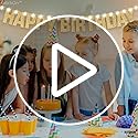 KatchOn, Light Up Happy Birthday Banner - 10 Feet, 8 Modes | Glitter Golden Birthday Party Decorations | Gold Birthday Dec...