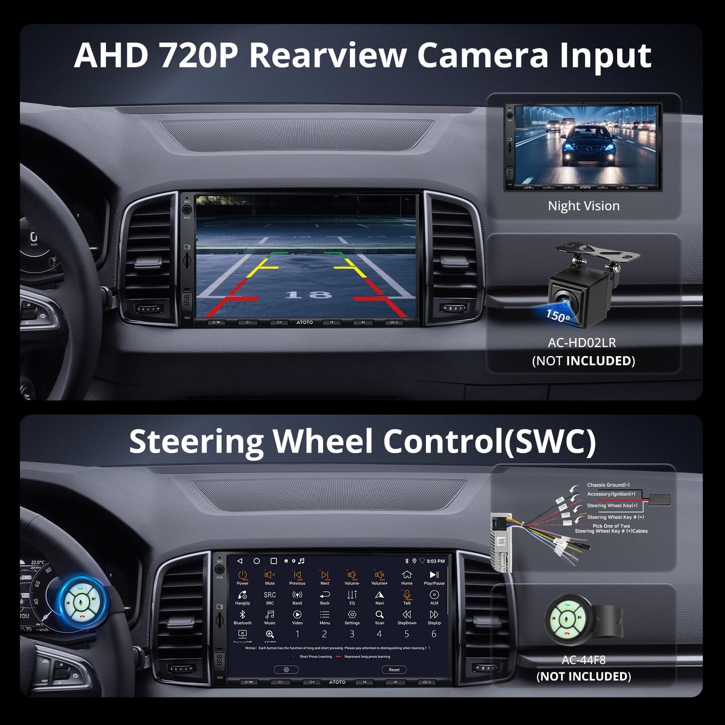 ATOTO A5L 7inch Android Double DIN Car Stereo, Wireless CarPlay&Android Auto Touch Screen, Wi-Fi/BT/USB Tethering, 2G+32G Car Radio Bluetooth, 24B-EQ DSP, MirrorLink, GPS/SWC/FM/AM,AI Chat, A5LG2A7T