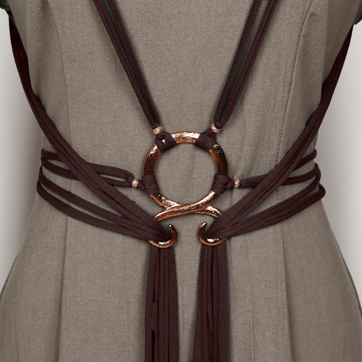 Joukavor Viking Troll Cross Belt Medieval Rope Belt Norse Witch Cosplay for Women (Brown)
