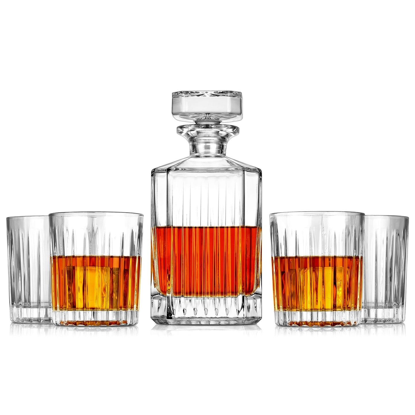 Royalrose Premium VertiLine Whiskey Decanter Set, A Timeless Gift for Men, Whiskey Glassware, 850ml, Anniversary Birthday Gifts for Him Husband Boyfriend (Whiskey Decanter)
