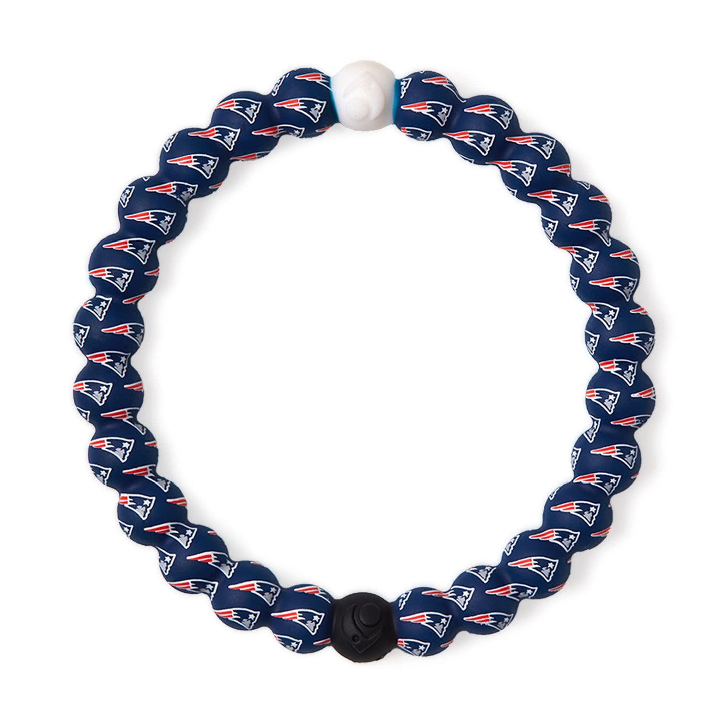 Lokai Silicone Beaded Bracelet for Men & Women, NFL Football Collection - New England Patriots, Blue Logo, Extra Large - Silicon