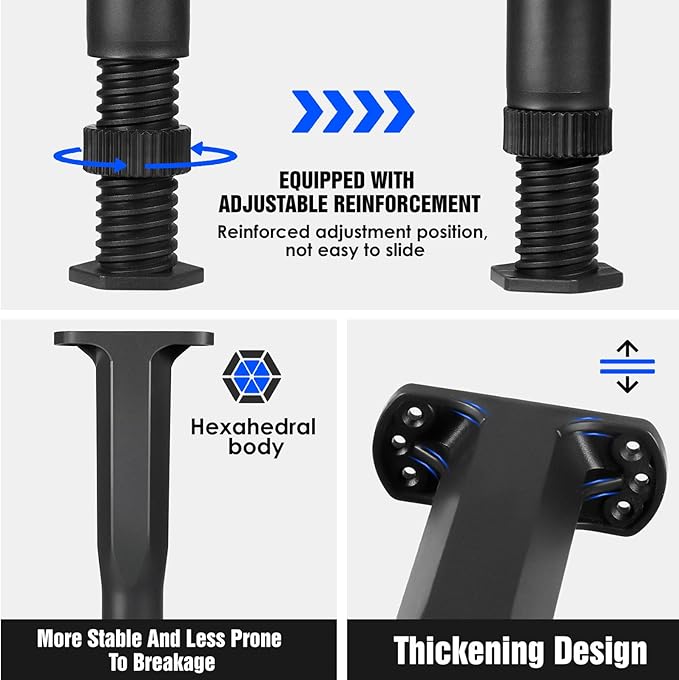 SKMYL Adjustable Height Center Bed Support Leg for Sagging Shelf, Furniture Legs for Frame,Slat and Riser, Adjustable Height 3.5"-6.3" (2PCS)