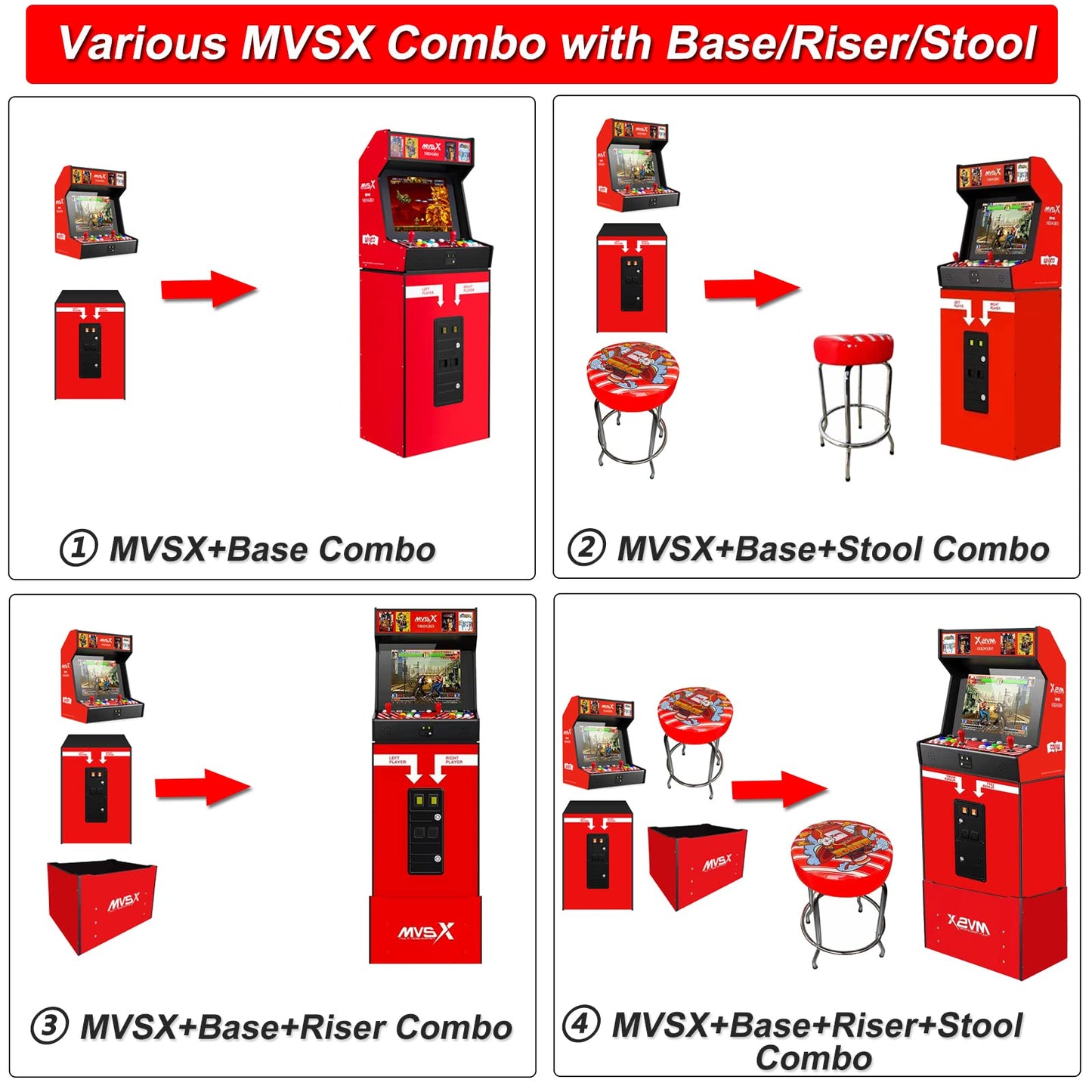 UNICO MVSX Home Arcade, Preloaded 50 SNK Licenced Retro Games, Support Two Players to Play Games Concurrently, Including The King of Fighters/Metal Slug and More