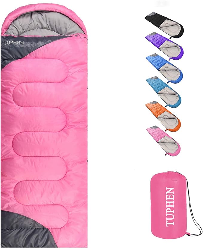 tuphen- Sleeping Bags for Adults Kids Boys Girls Backpacking Hiking Camping Microfiber Liner, Cold Warm Weather 4 Seasons ...