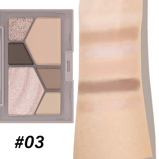 Boobeen 6 Colors Nude Eyeshadow Palette, Matte Shimmer Eyeshadow Makeup Palette for Neutral Smokey Bronze Eye Makeup