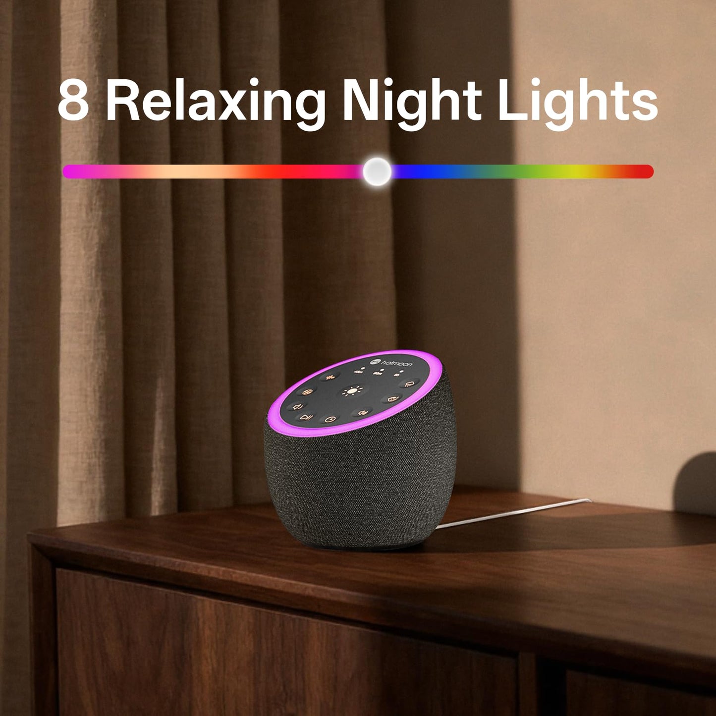 Hotmoon Sound Machine for Sleep, Cocoon 2 White Noise Sound Machine with 40 Non-Looping Sounds, Dual-Speaker & Timer, 8 Night Light, Pink Brown Green Noise for Sleeping Adults, Office Privacy, Plug-in