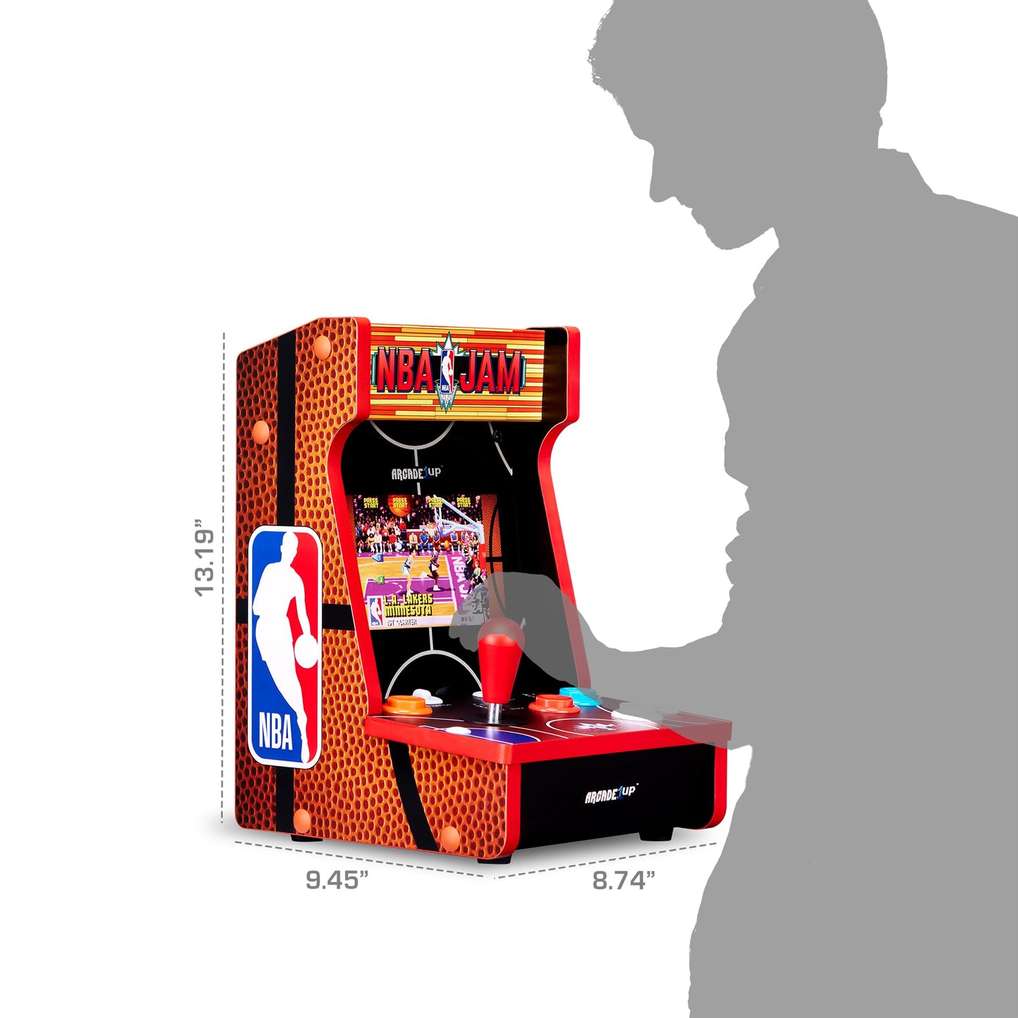 Arcade1Up NBA JAM Countercade Arcade Machine with NBA JAM TE and NBA Hang Time, 7" LCD Screen, Light-Up Marquee and Real-Feel Arcade Controls