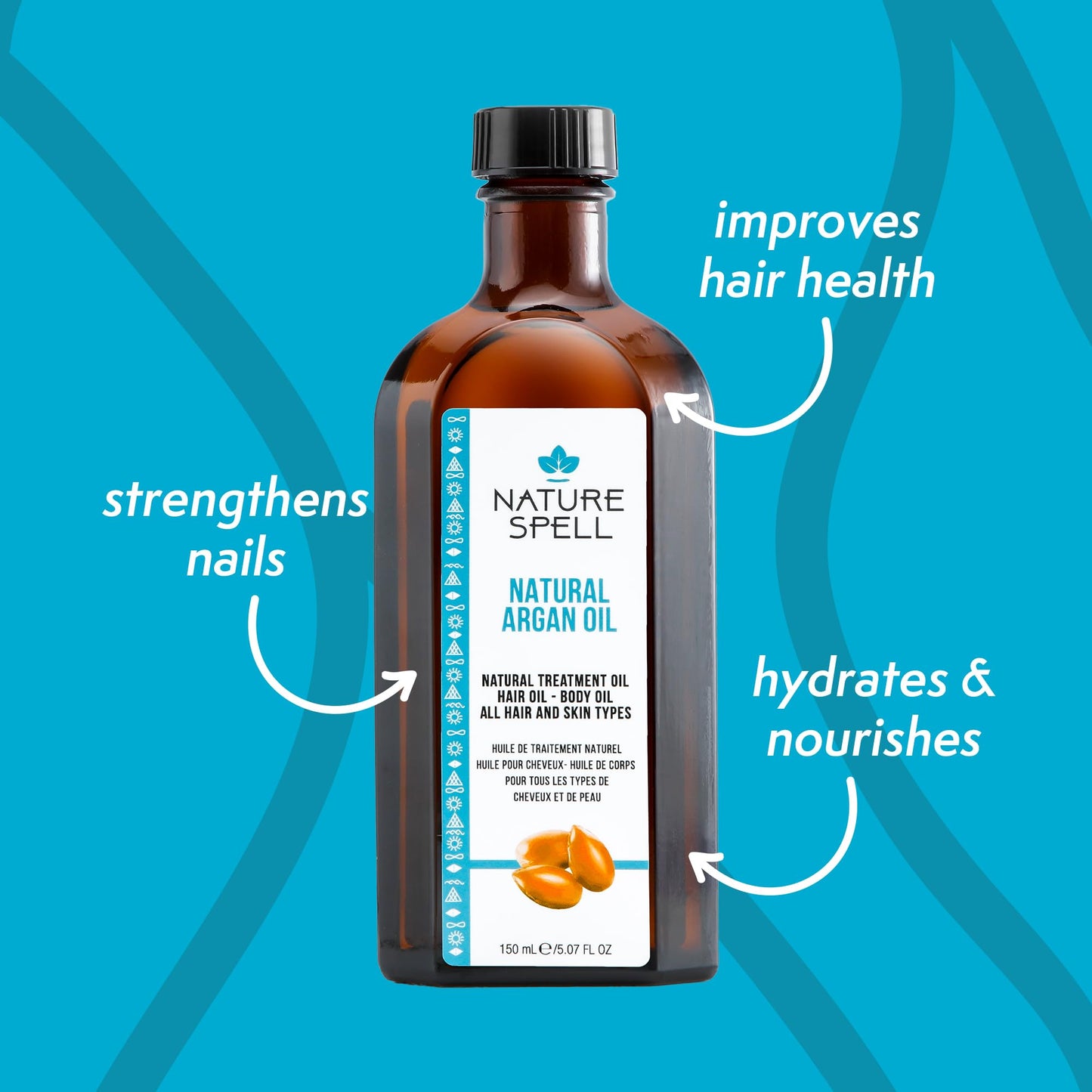 Nature Spell Argan Oil for Hair & Body, Targets Split Ends & Reduces Appearance of Scars, 5.07 Fl Oz
