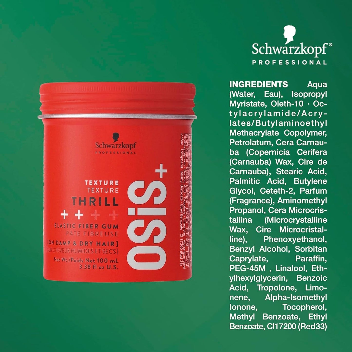 OSiS+ Thrill Fibre Gum, 2.8 oz (2 Pack) - Medium Hold Flexible Style Control - Bendable and Moldable Texturizing - Mega-Fibers a