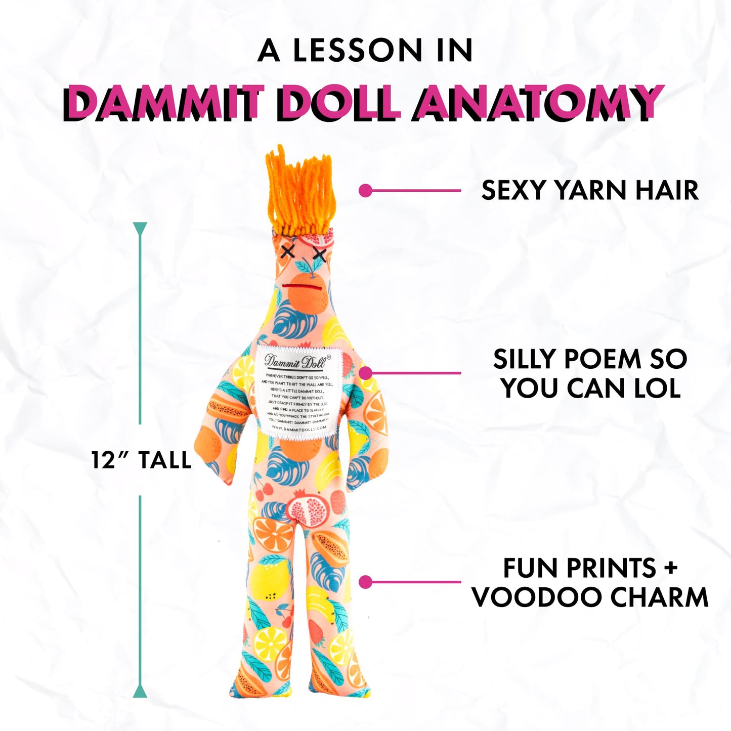 Dammit Doll - Classic Random Color, Stress Relief - Gag Gift - 1 Doll