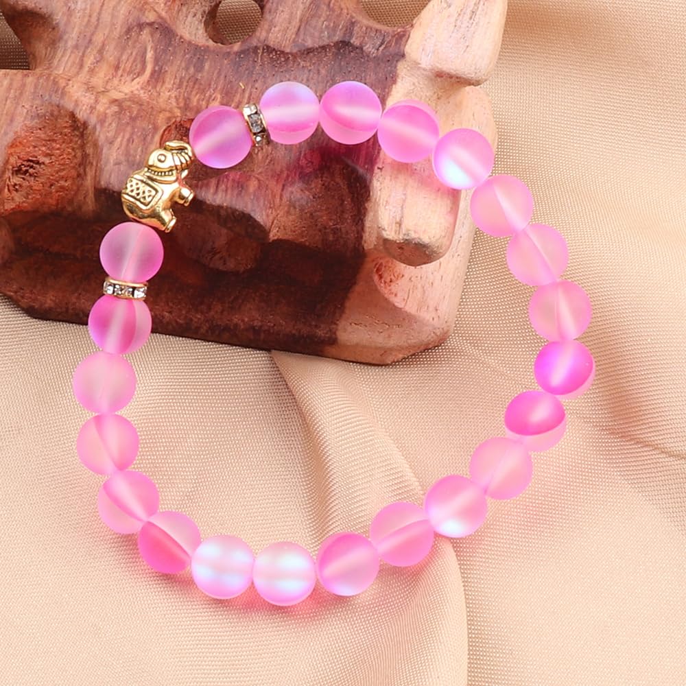 KSQS Elephant Yoga Healing Bracelet for Women, 8mm Natural Stone Chakra Bracelet Stress Relief Aromatherapy Essential Oil Diffus