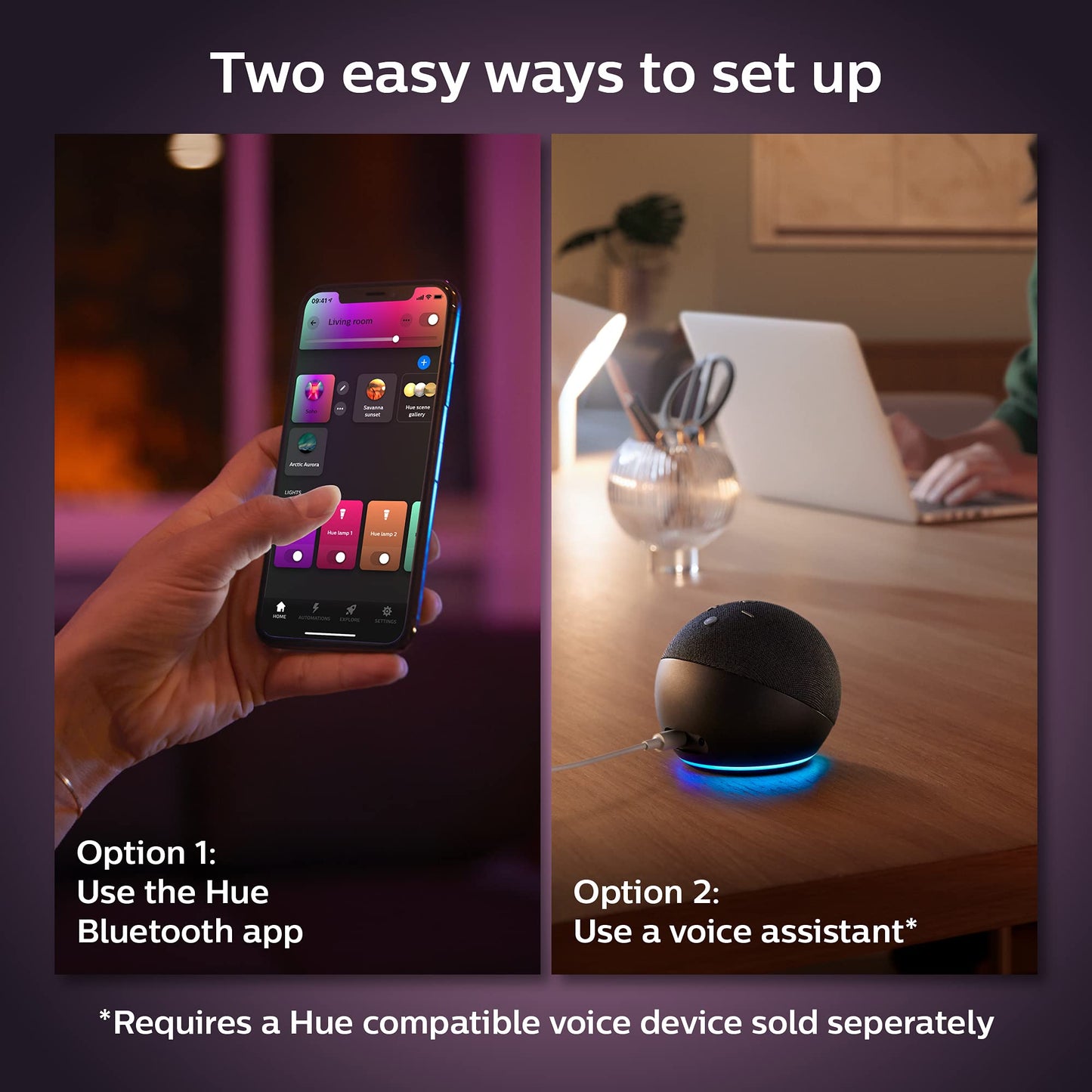 Philips Hue Smart 100W A21 LED Bulb - White and Color Ambiance Color-Changing Light - 1 Pack - 1600LM - E26 - Indoor - Control with Hue App - Works with Alexa, Google Assistant and Apple Homekit