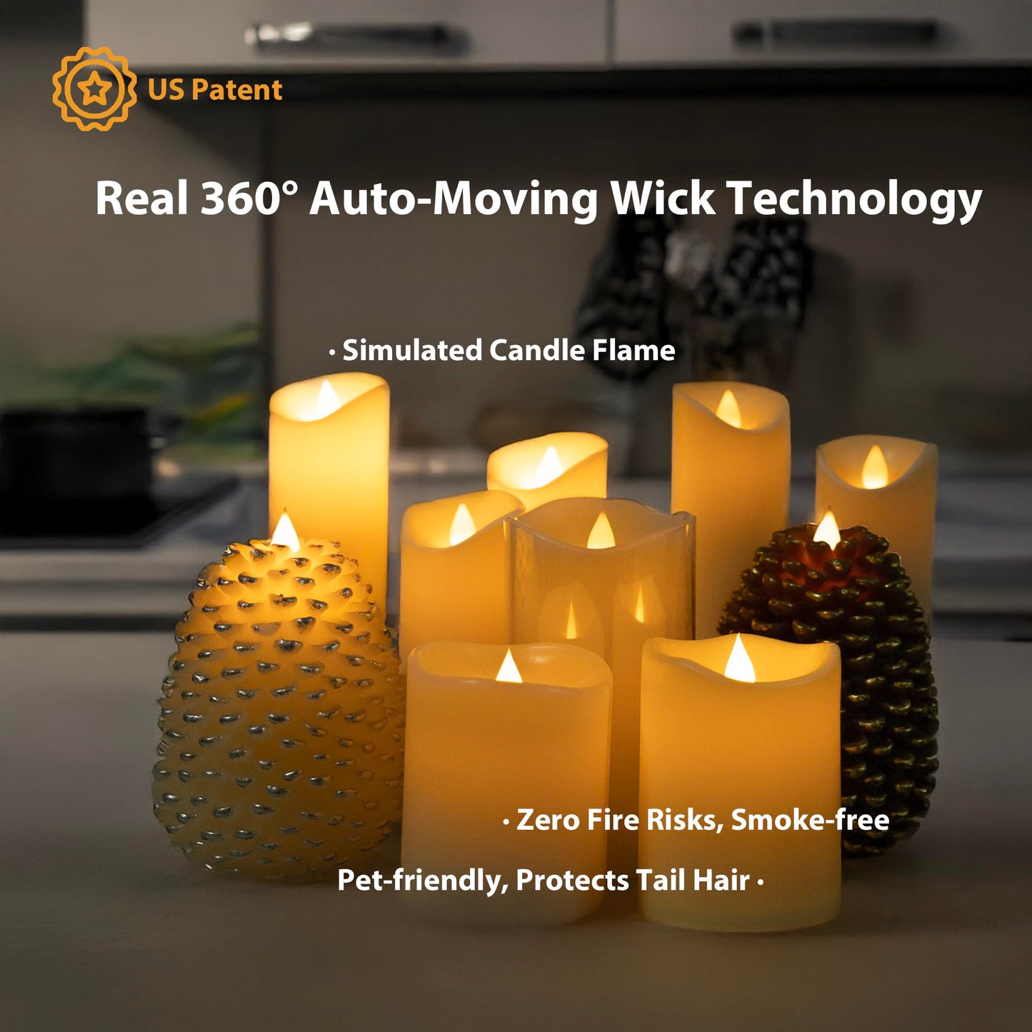 GyrHub Flameless Candles Last 1300+ Hours Real Wax Flame Effect Auto-Moving 3D Wick, LED Pillar Candles with Timers Battery Operated - Red 6“6”