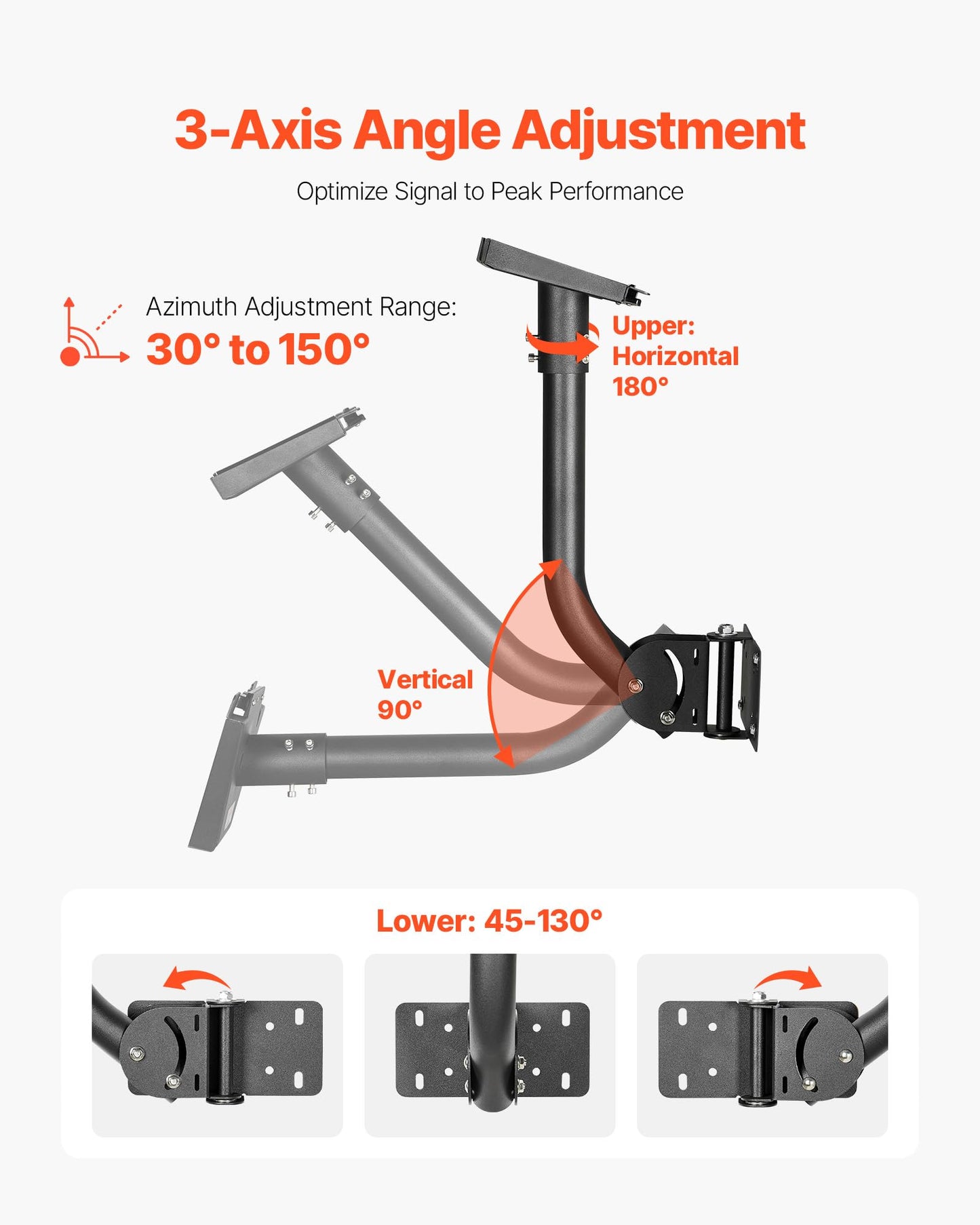 Vevor Starlink Gen 3 Mount, Adjustable Angle Wall Mounting Standard Gen 3 Pipe Kit, Heavy-Duty Steel Long Starlink Pole Adapter,