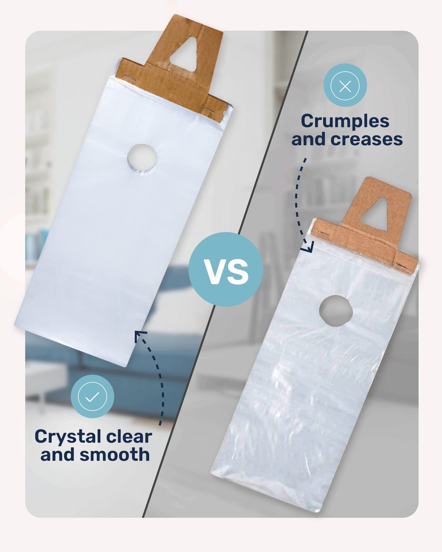 TidyFriend Plastic Door Hanger Bags 6” x 12” (100 Pack), Clear Door Hanger Bags Protects Flyers, Brochures, Notices, Printed Materials - Waterproof and Secure Door Knob Hanger Bag for Outdoor Use