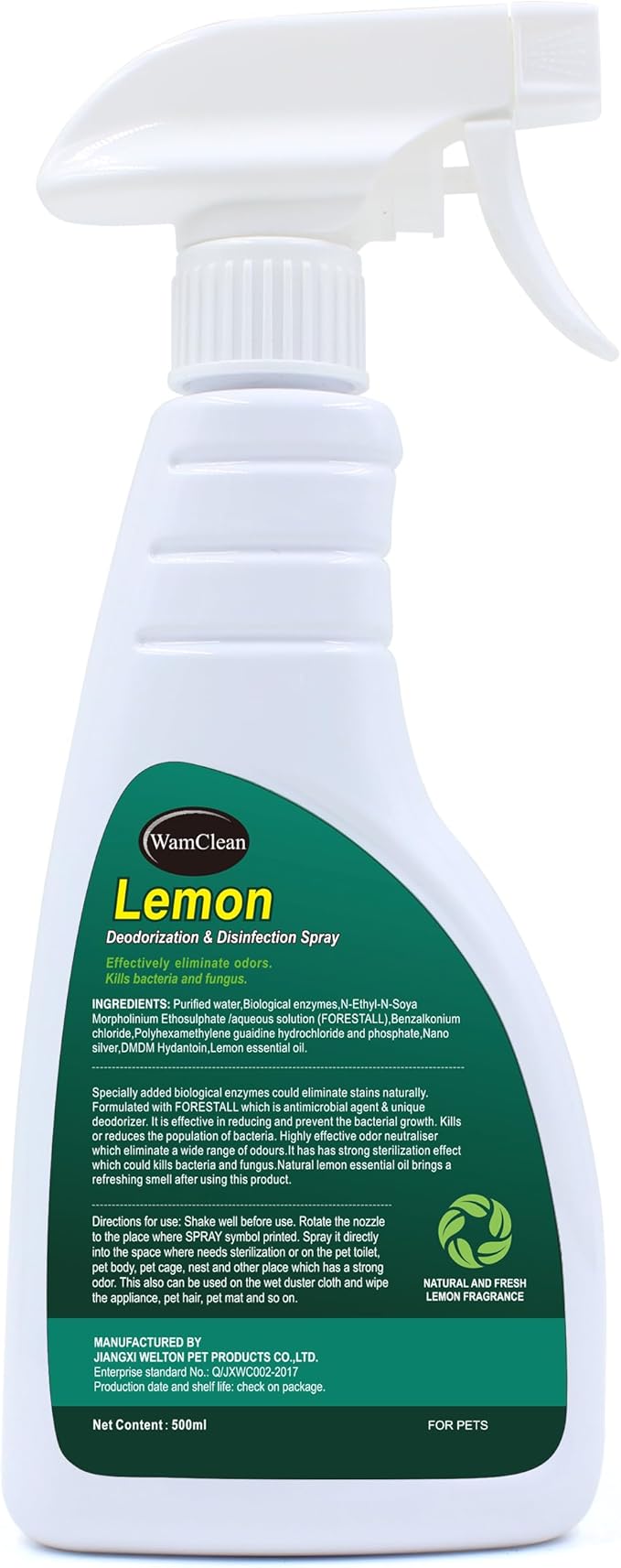 Pet Odor Stain Destroyer, Natural Lemon Oil strong Enzyme Cleaner, Fresh Scent, Pet-Safe Stain and Smell Remover, 500ml