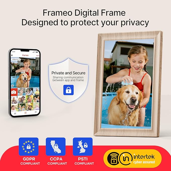 Frameo 10.1 Inch WiFi Digital Picture Frame, 1280x800 HD IPS Touch Screen Photo Frame Electronic, 32GB Storage, Auto-Rotate, Wall Mounted, Share Photos/Videos Instantly from Anywhere - White