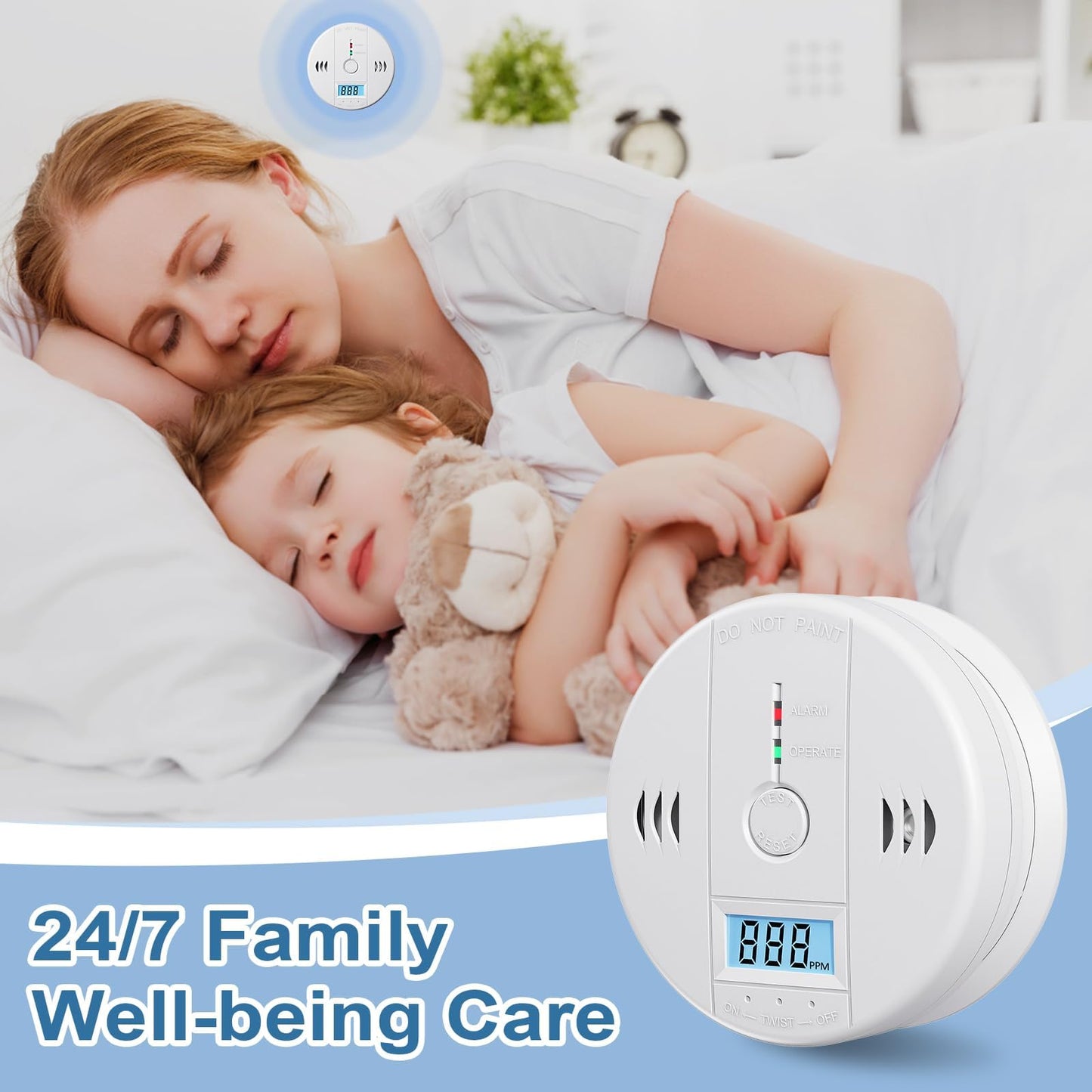 3 Pcs Carbon Monoxide Detectors, CO Detector, Carbon Monoxide Alarm Battery Powered with LCD Display, CO Alarm Carbon Monoxide Detector for Home (Batteries Included)